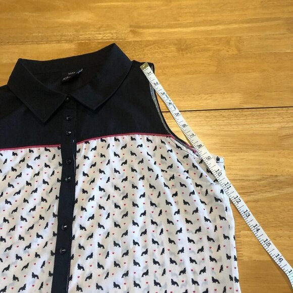 Schwiing Seal Walrus Sheer White Black Tank Blouse Button Down Shirt Women's Med - Picture 13 of 15